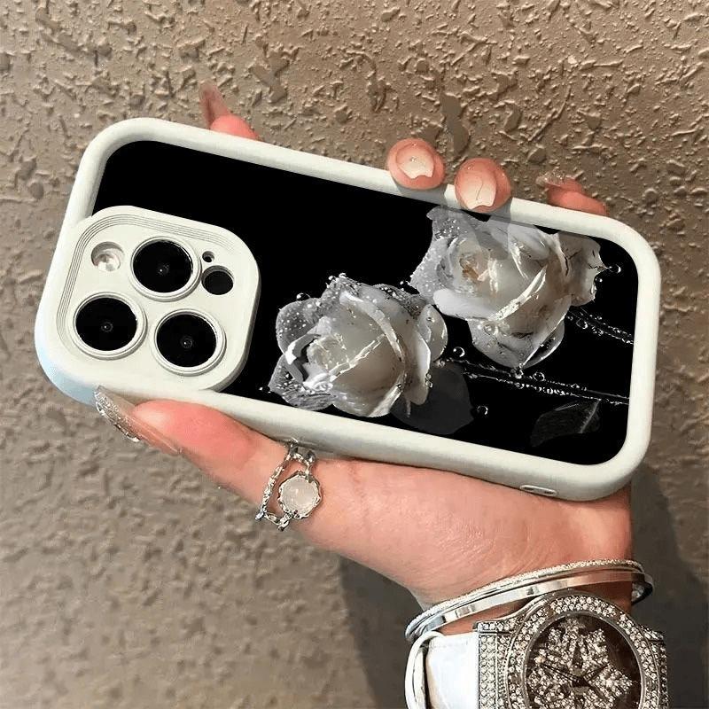 Роза с каплей воды подходит для чехла для мобильного телефона Apple 16promax iPhone15plus противоударный 114 нишевый 12 мягкий xs.