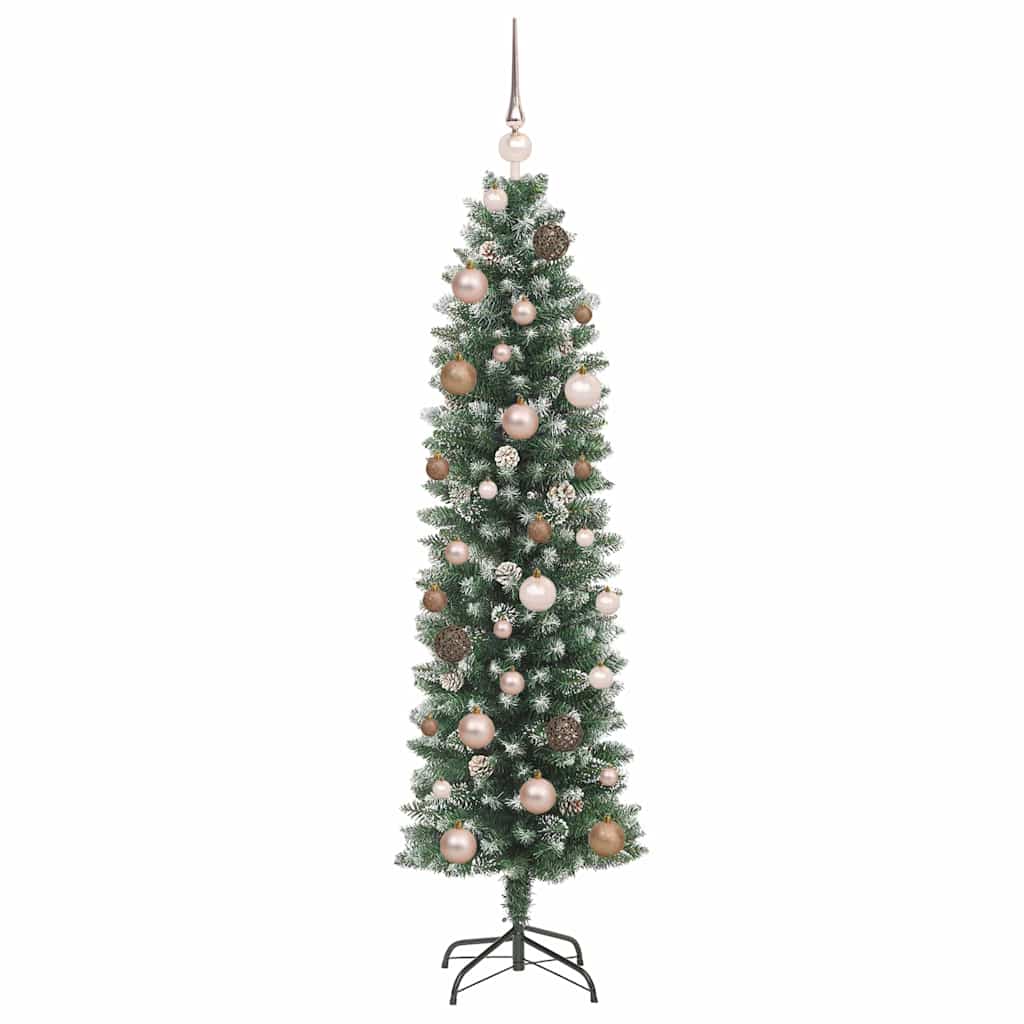 Artificial Slim Christmas Tree in Green and White 150 cm