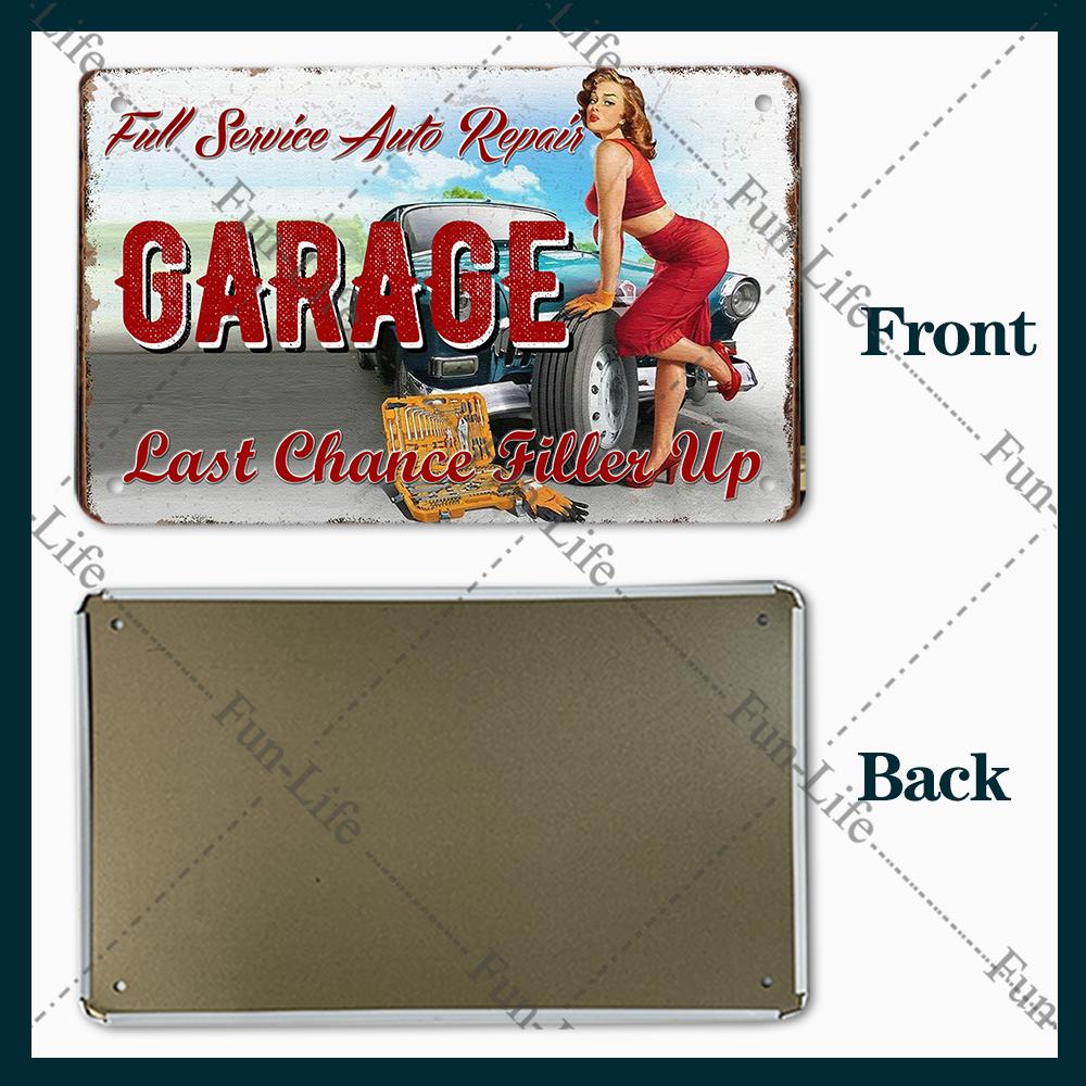 Гараж Классика Винтаж Красивая Девушка Металлическая Табличка Ретро Оловянная Вывеска Железная Живопись Бар Клуб Искусство Домашний Настенный Декор Плакат 20x30 см