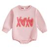 Baby Girls Sweatshirts Rompers Valentine's Day Clothes Letter Heart Embroidered Long Sleeve Spring Bodysuits Jumpsuits