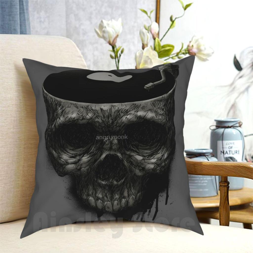 Last Dance Pillow Case Printed Home Soft DIY Pillow Cover Death Dance Music Skull Grunge Surreal Dark