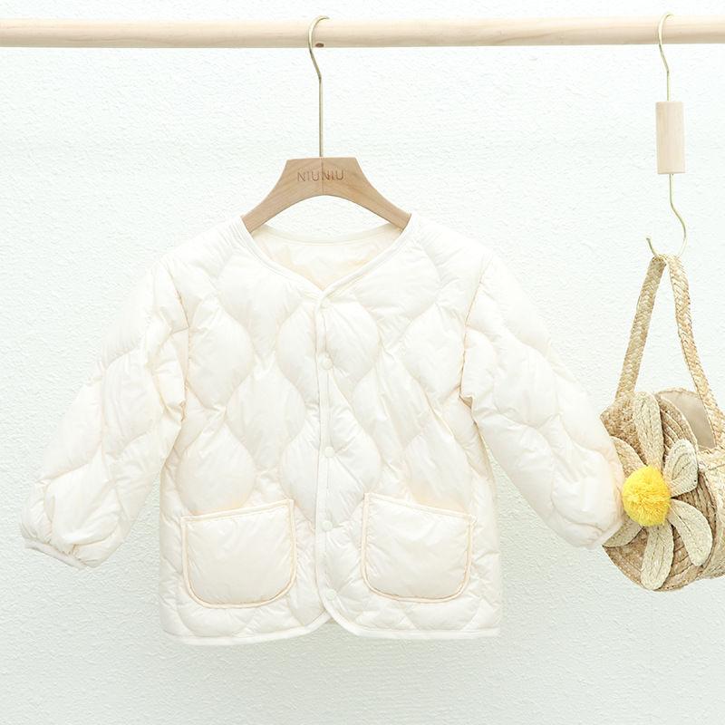 Children's light down jackets, girls' boys, baby school uniforms, warm autumn and winter lightweight liner jackets
