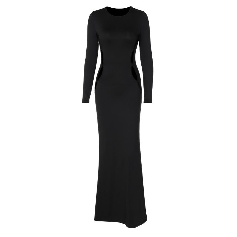 Женское осеннее модное платье с длинным рукавом и круглым вырезом, сексуальное облегающее платье