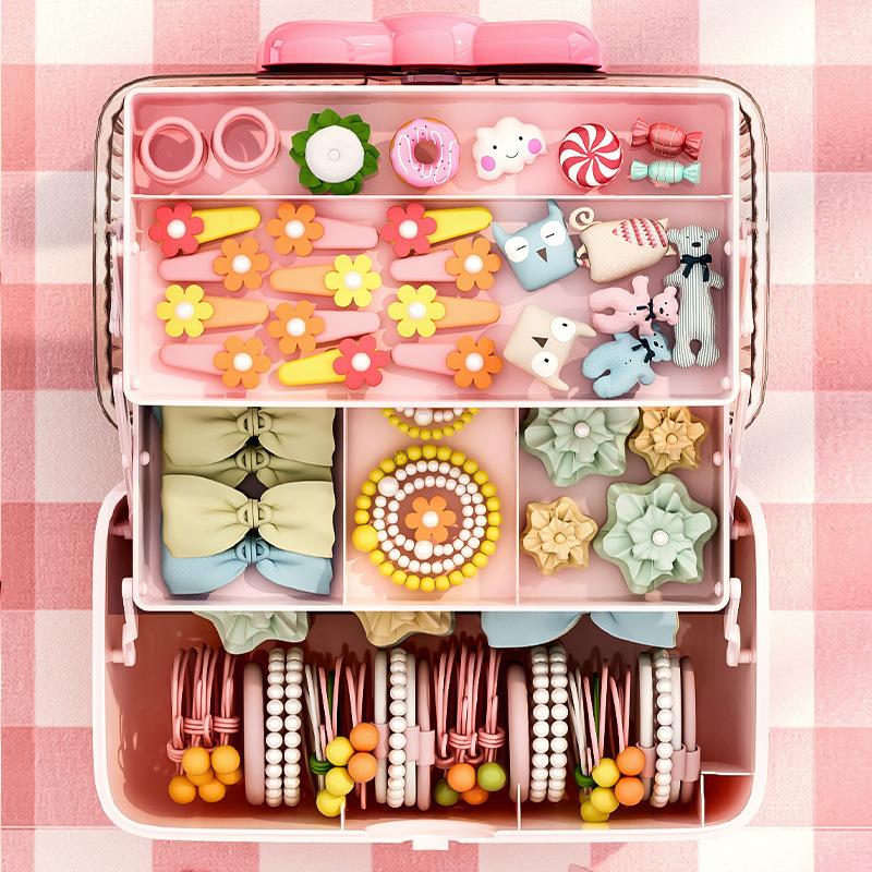 Многослойный органайзер для заколок, симпатичный футляр для украшений для девочек, стойка для показа повязок на голову, детский ящик для хранения аксессуаров для волос