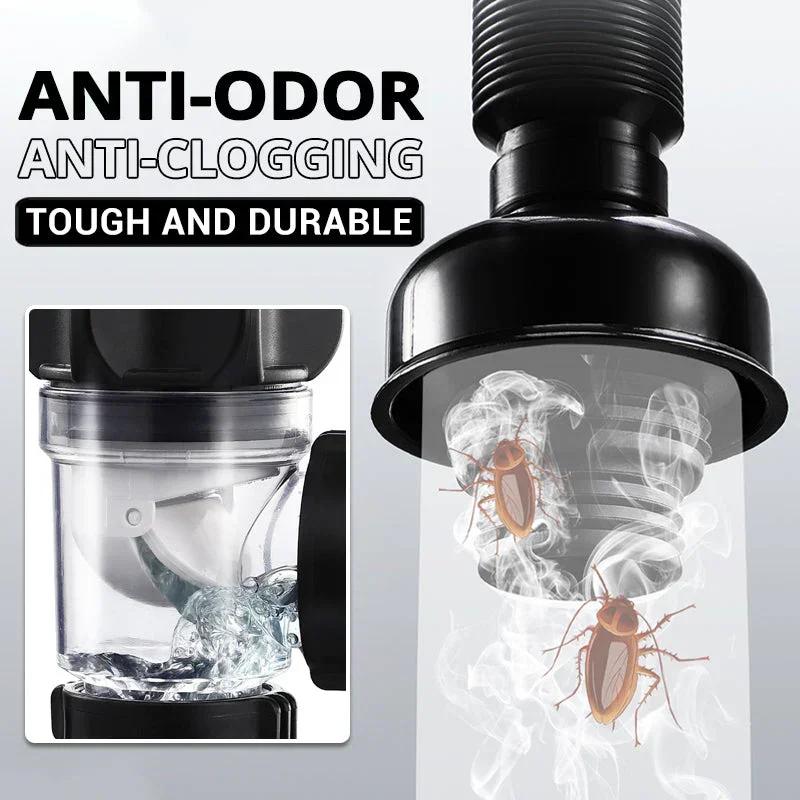 Flip Top Anti-Odor Drain Pipe Set Kitchen Sink Drain Retractable Deodorizing Filter Flexible Downspout Bathroom Anti Clogging