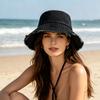 Летняя морская vacation солнцезащитная шляпа женская стираная джинсовая панама с широкими полями подчеркивает лицо маленькая солнцезащитная шляпа-ведро