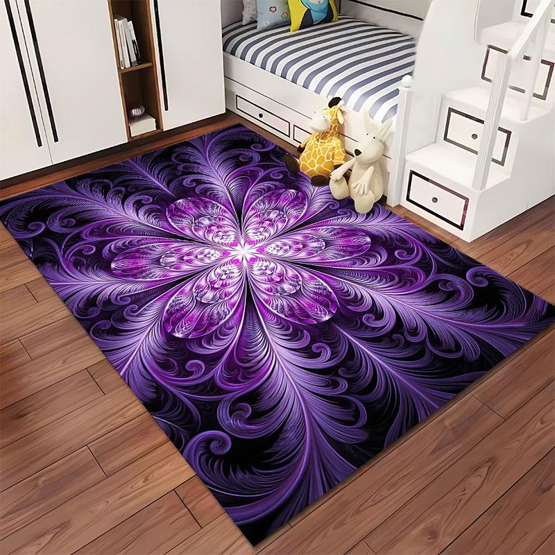 Purple Floral Swirl Design suitable as a non-slip mat for the living room or bedroom sofa