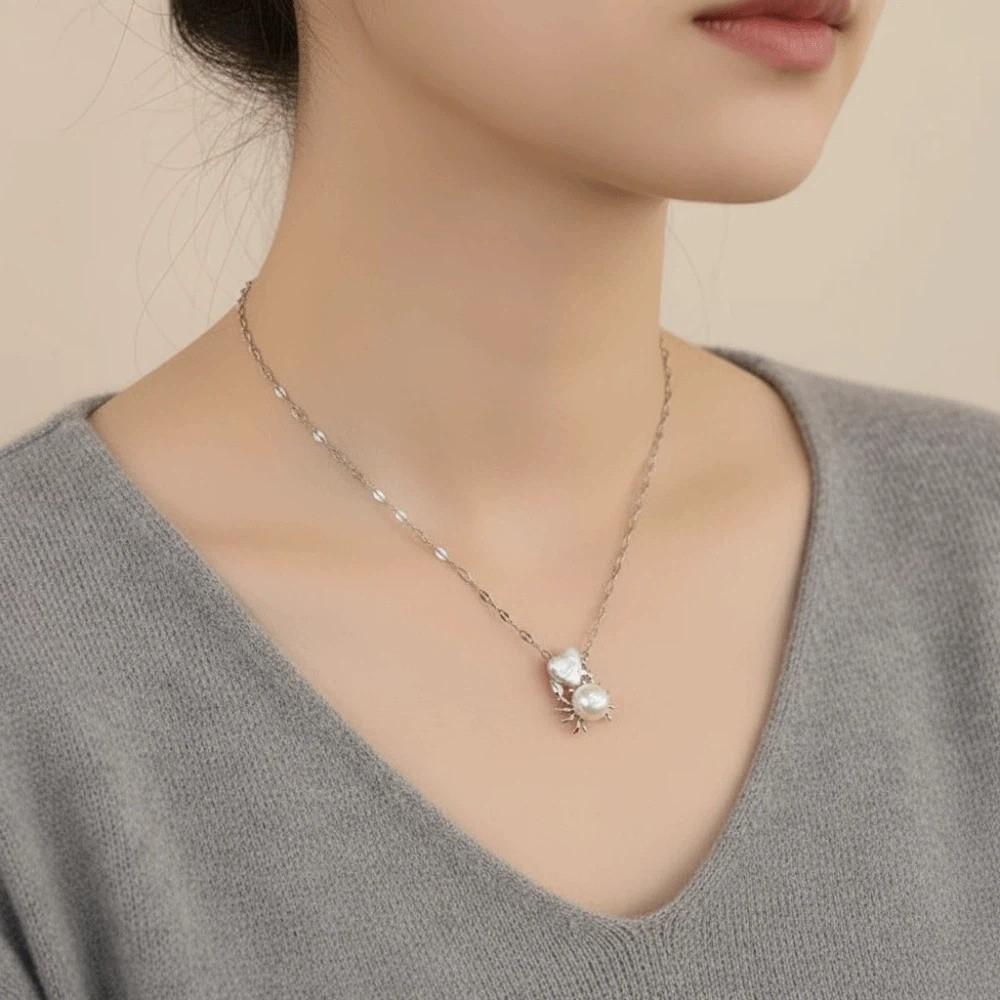 Rhinestone Pearl Crab Shape Necklace Mini Star Collarbone Chain Personalized Heart Necklace Gift