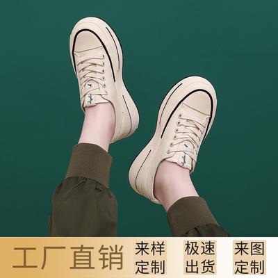 Внутренний первый слой овчины парусиновые туфли весна 2025 новые женские туфли на высокой платформе женские повседневные универсальные белые туфли