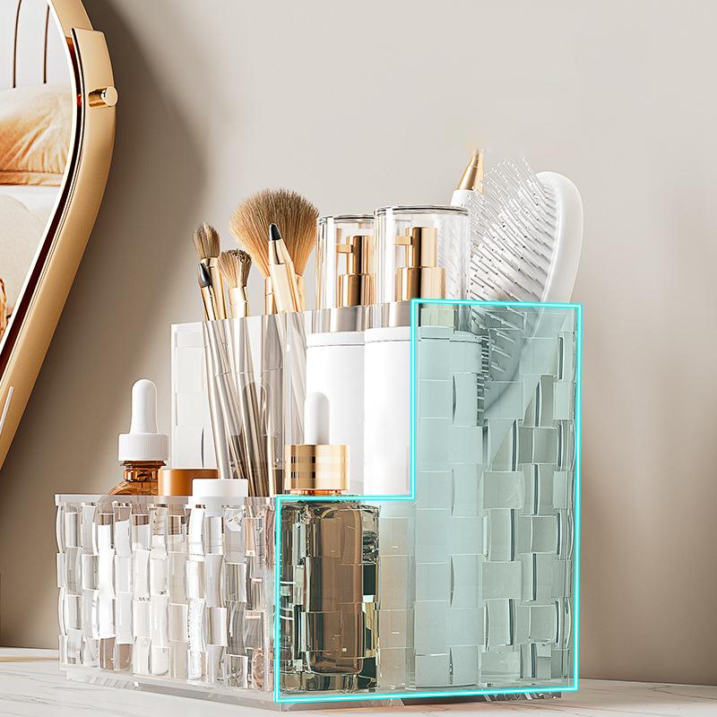 Clear Pet Makeup Brush Holder Desk Cosmetic Stationery Organizer Lipstick Storage Box Nail Polish Display Stand Rack Case