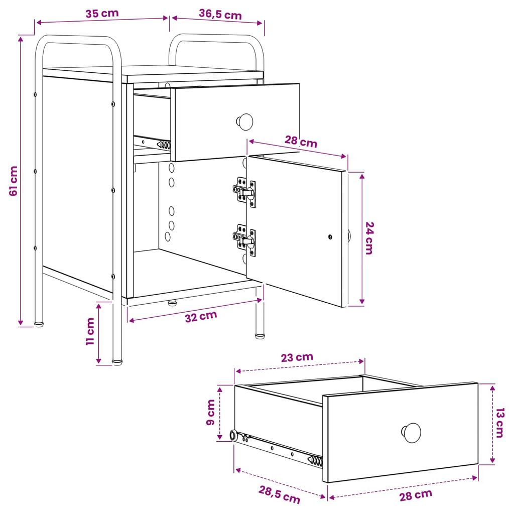 Nightstand 2 Pcs. Reclaimed Wood 35 x 36.5 x 61 cm Engineered Wood