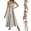 Ladies' Casual Loose Tie Jumpsuit With Printed Sleeveless Strapless Jumpsuit And Wide Leg Pants