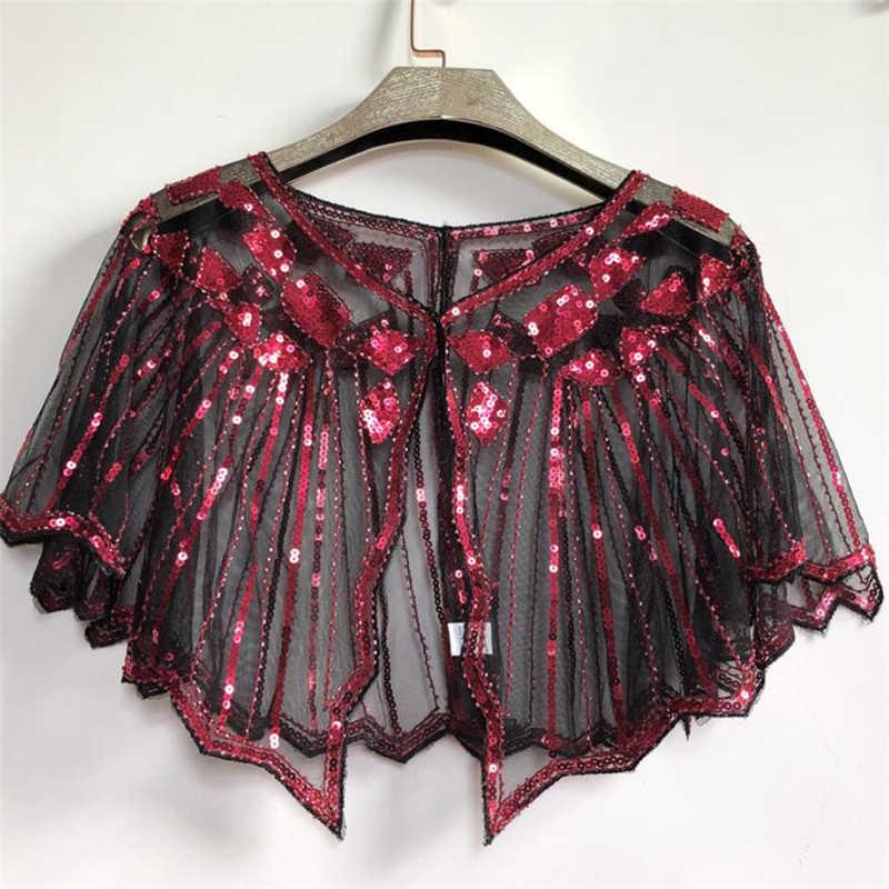 Wedding Dress Shawls Shawl Beaded Sequin Deco Evening Cape Flapper Cover Up Poncho