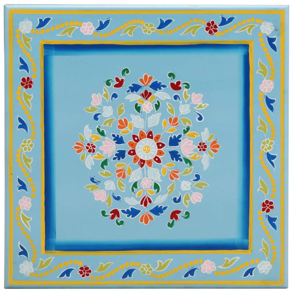 Turquoise Hand painted Solid Mango Wood Coffee Table