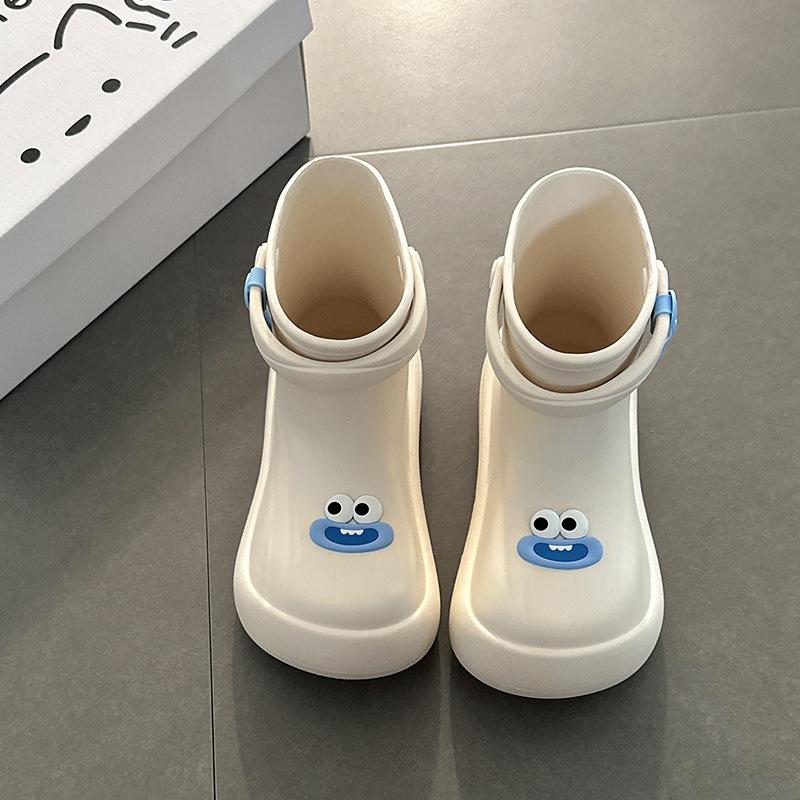 Повседневные нескользящие резиновые сапоги милые мультяшные туфли Мэнмэн женские 2025 лето новая обувь мягкая толстая подошва большеглазые дождевые сапоги