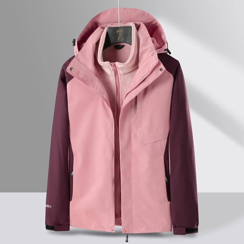 Женская куртка Куртка Куртка Осенью и Зимой Для улицы Три-в-одном Съемная Ветрозащитная Альпинистский костюм В Тибете