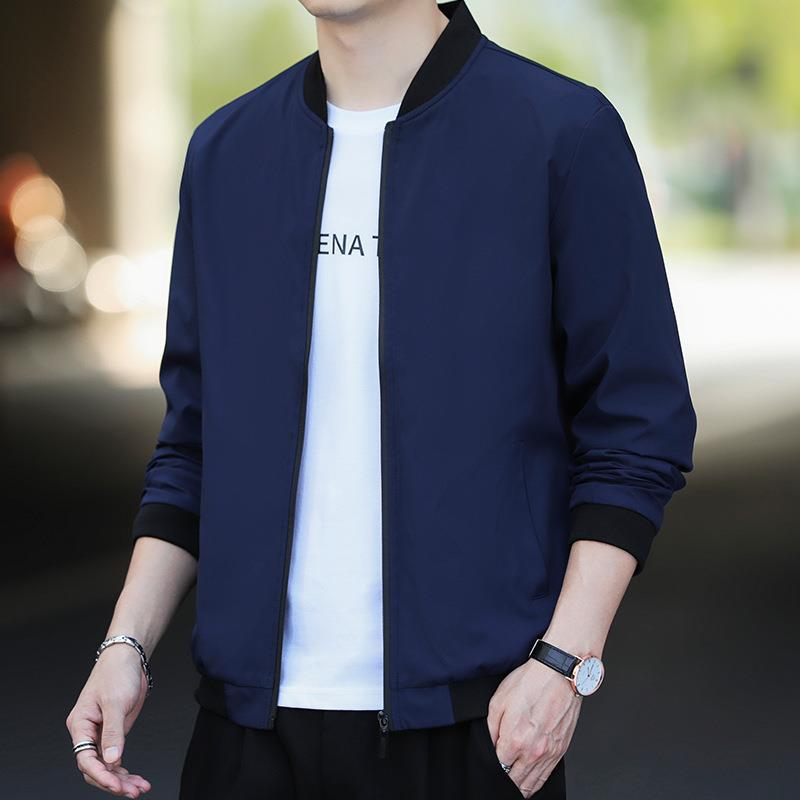 Мужская весенне-осенняя модная повседневная куртка с бейсбольным воротником, тонкая куртка для молодых и мужчин среднего возраста
