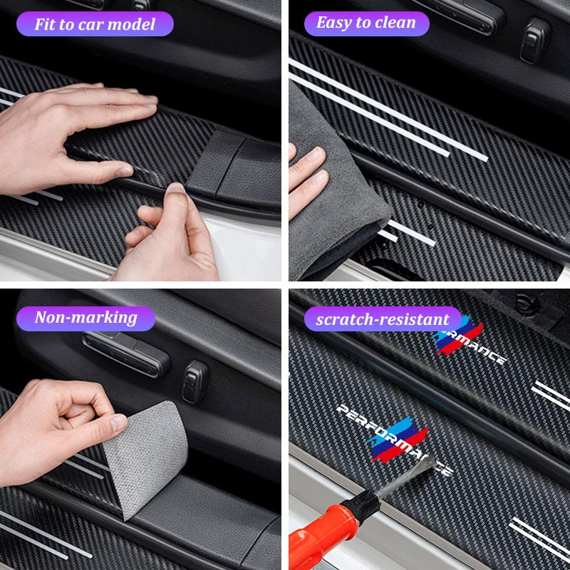 dsgur6 Carbon Fiber Car Door Sill Sticker For BMW X1 X3 X5X6 X7 1 3 5 7 Series E70 E87 E90 F48 G20 G30 Threshold Pad Anti Scratch Strip