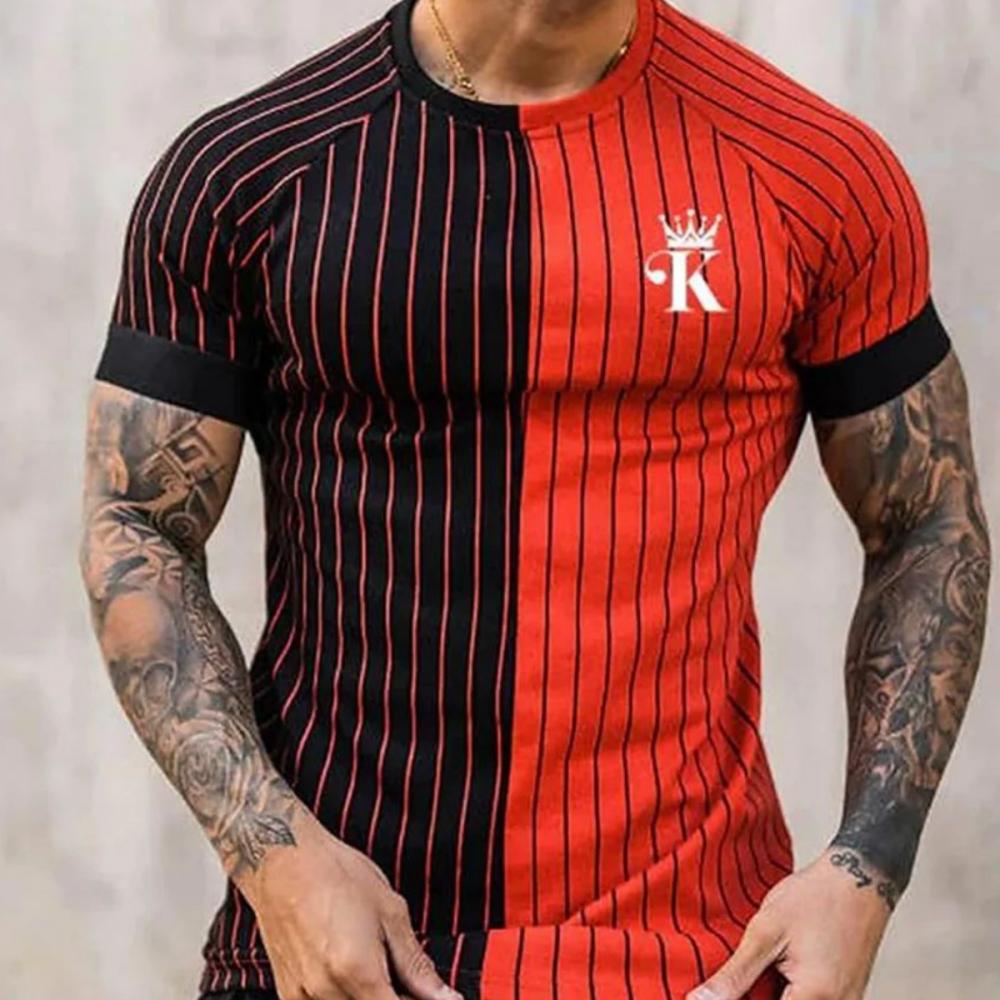 Повседневная мужская футболка с 3D-принтом и полосками, летние футболки с коротким рукавом