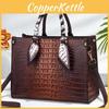 Handheld Crossbody Womens Bag With Crocodile Embossed And Silk Decoration Scarf
