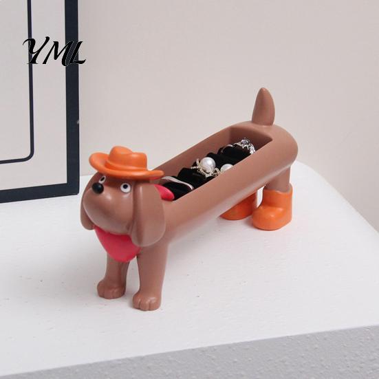 Dresser Accessory Organizer Dachshund Jewelry Box, Cute Animal Desktop Storage Holder, Small Tray for Rings Modern Style Decorative Ornament