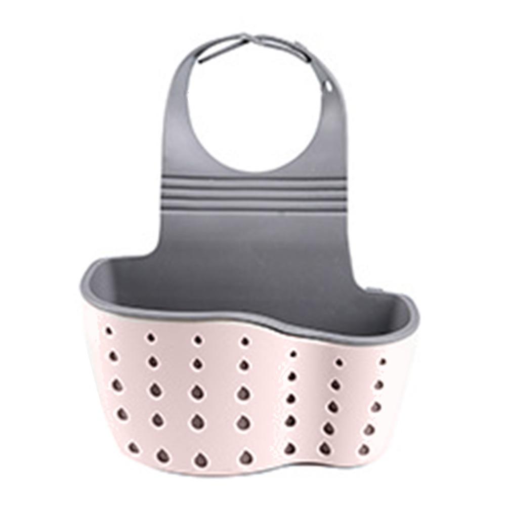 2PCS Pink Hanging Sink Organizer Silicone Plastic Kitchen Hanging Basket Wall Mount Storage
