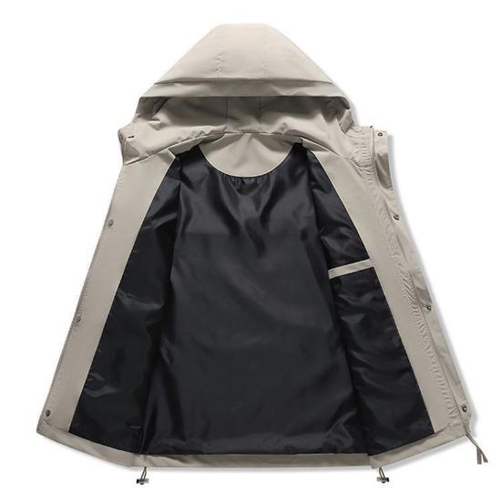 Мужская куртка с капюшоном, длинным рукавом, ветрозащитная, водонепроницаемая, ветровка, дизайн с несколькими карманами, повседневный спортивный стиль, верхняя одежда