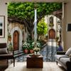 2pcs HD Garden Garden Town Decoration Curtain Green Tie Digital Printed Curtain Home Decoration Style Decoration Living Room