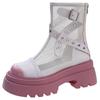 Fashion Ladies Mesh Boots 2024 Summer Hollow Out Boots Women's Thick Heel Model Short Cool Gladiator Ankle Sandals Boots