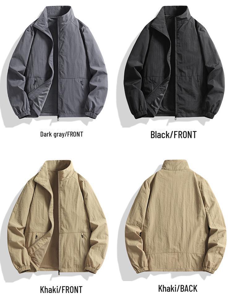 Мужская легкая куртка с воротником-стойкой больших размеров – повседневное пальто на весну и осень для отцов среднего возраста