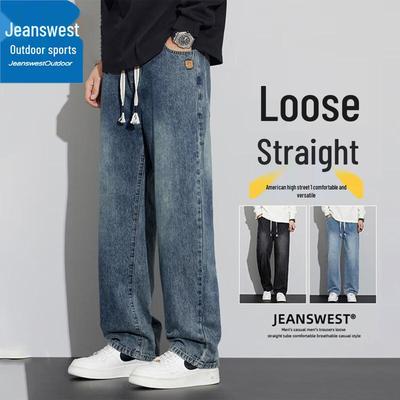 Мужские джинсы Jeanswest весна-осень, свободного прямого кроя, для улицы