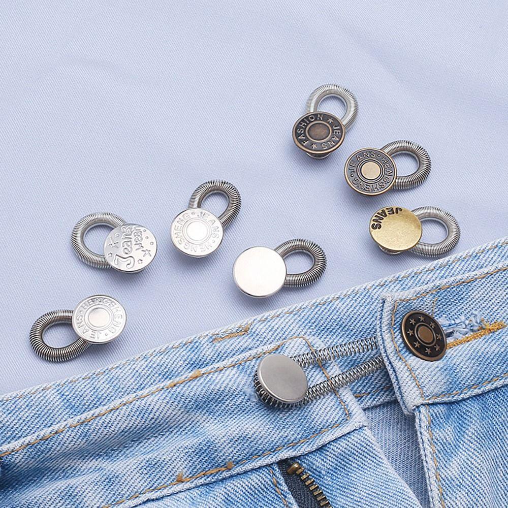 10Pcs Trousers Pants Stretch Waist Extension Metal Elastic Jeans Button Universal Spring Button
