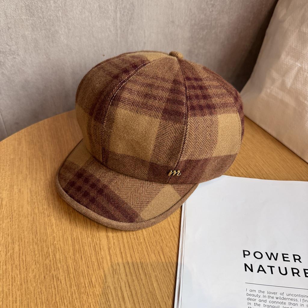 Classic College Style Octagonal Hat With Breathable Wool Polyester For Autumn Seasons