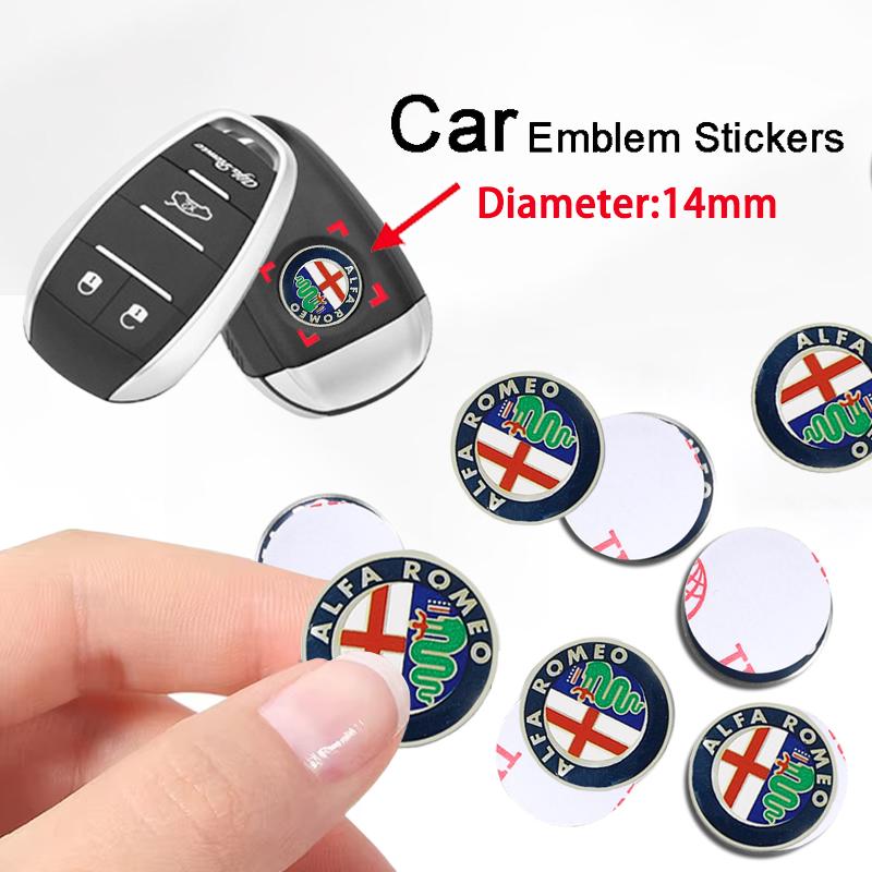 WAJDS1 14mm Aluminium Metal Car Styling Remote Key Stickers For Alfa Romeo 156 159 147 4C 8C 166 Giulia Giulietta Mito Stelvio Spider
