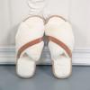 Women Autumn Winter The New Korean Version of The Cross-haired Slippers Indoor Plush Floor Drag Open-toed One-word Slippers