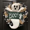 Halloween Ghosts Wreath Cartoon Smile Ghosts Autumn Wreathes Home Party Hanging Pendant Decoration Supplies