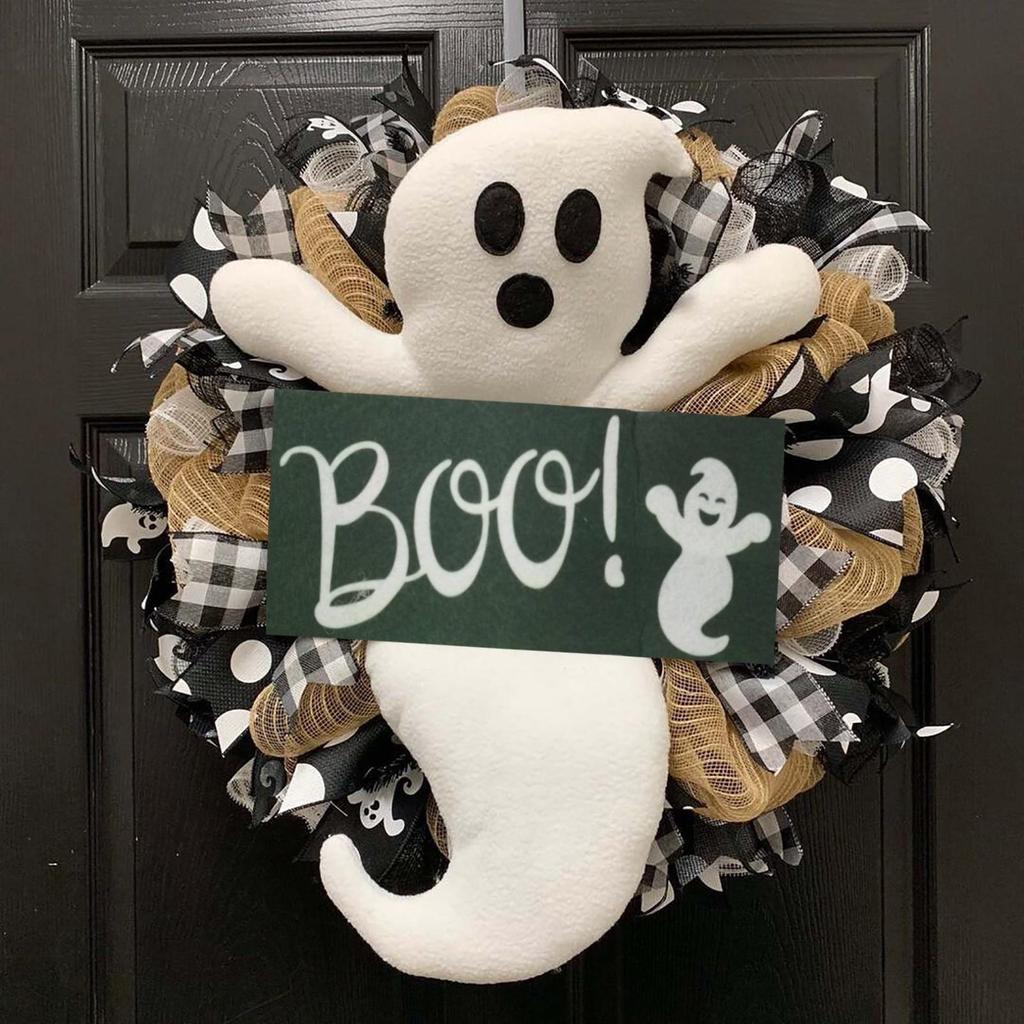 Halloween Ghosts Wreath Cartoon Smile Ghosts Autumn Wreathes Home Party Hanging Pendant Decoration Supplies