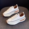 Детские новые женские туфли из коровьей кожи, маленькие белые туфли, спортивные и повседневные, универсальные, модные, на четыре сезона, одинарные туфли, корейская версия, кеды