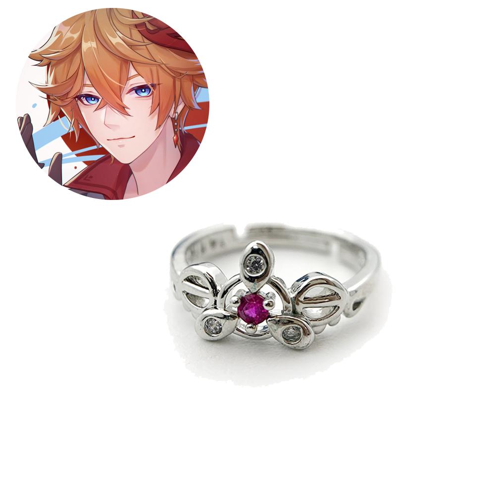 Аниме Genshin Impact Rings Zhongli Tartaglia Xiao Albedo Venti Kamisato Ayaka Finger Adjustable Ring Women Men Cospaly Gift
