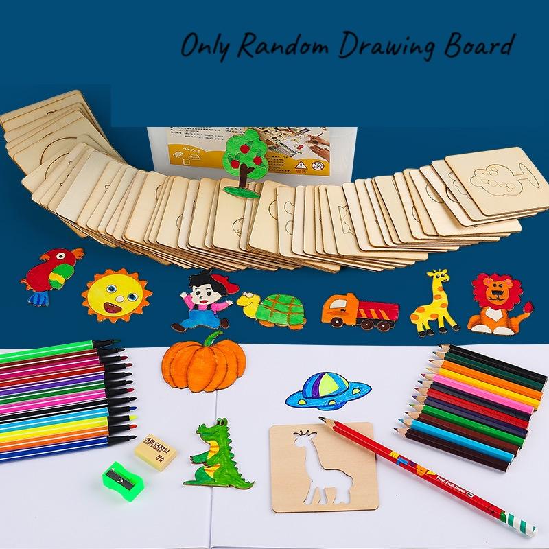 Educational Wooden Toys For Kids Set Of 20 Diy Painting Stencils For Developing Creativity And Fine Motor Skills Chars)