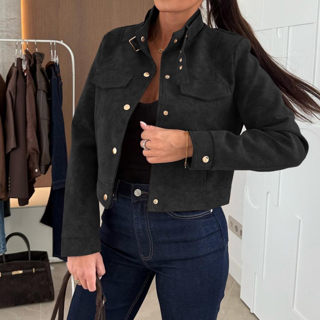 Женская мода однотонные топы куртка с длинным рукавом на молнии пальто