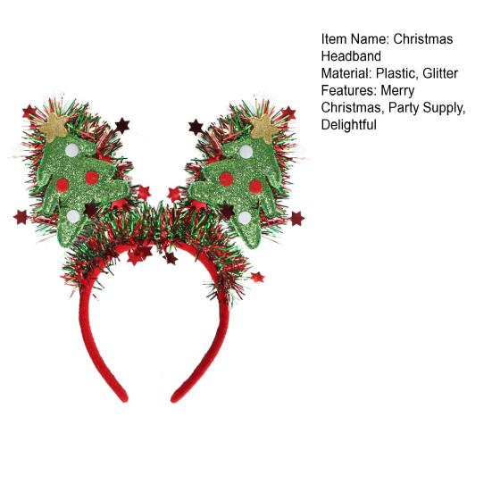 Рождественский ободок для волос для женщин, девочек, праздничный, с елкой/оленем/снеговиком/колокольчиком, аксессуар для волос с мишурой для рождественской вечеринки, сувенир