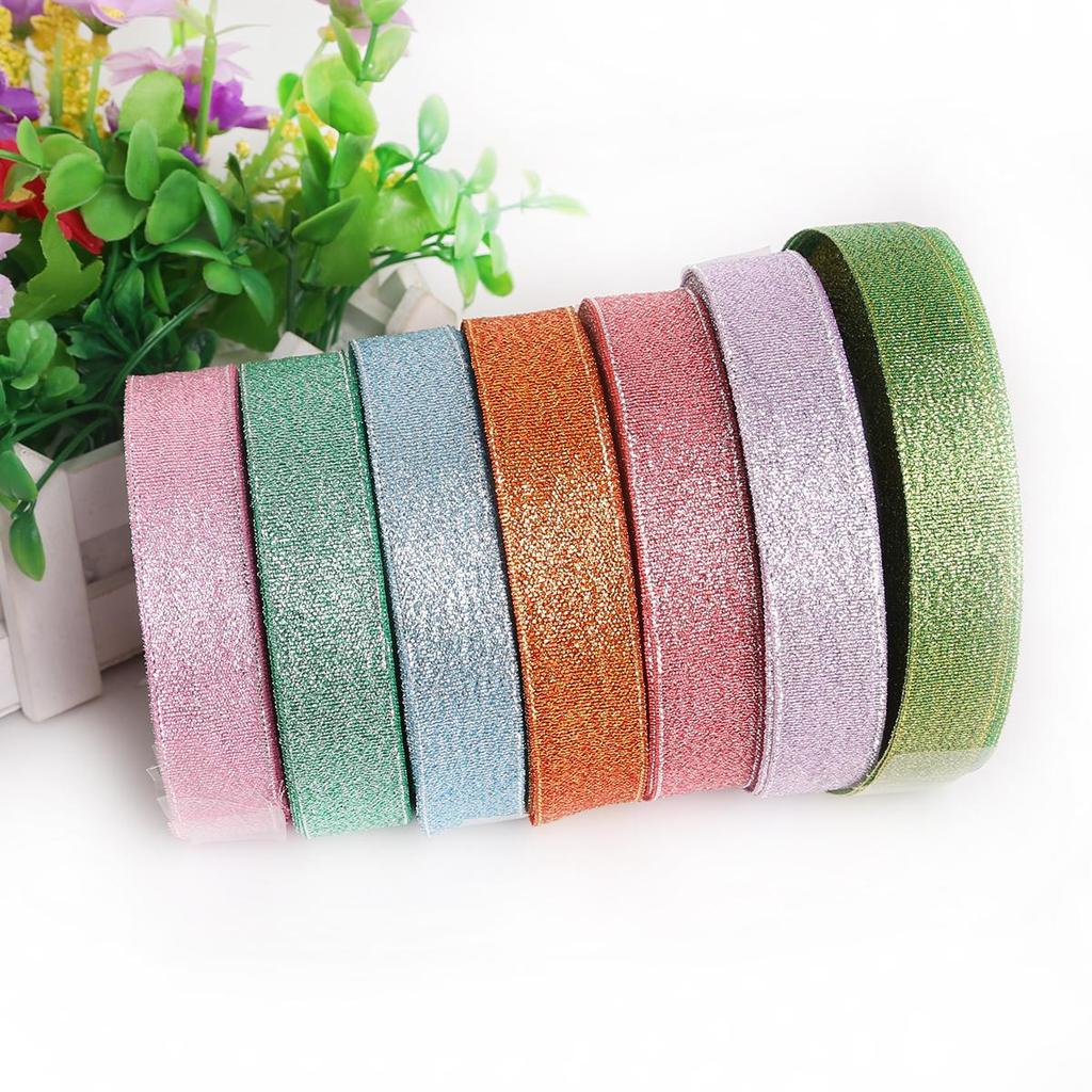 25 ярдов металлическая лента из органзы для украшения свадебной вечеринки, подарочная упаковка, рождественские ленты