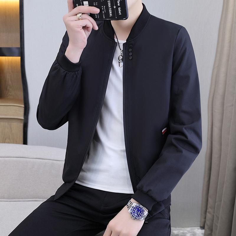 Jacket Men's Spring and Autumn New Work Jacket Men's Solid Color Loose Trendy Baseball Uniform Men's Casual Sports Jacket