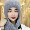 3PCS Winter Knitted Hat Outdoor Cold Protective Ear Scarf Warm Hat Warm Padded Thickened Hat Knitted Hat Scarf Set Ladies Hat