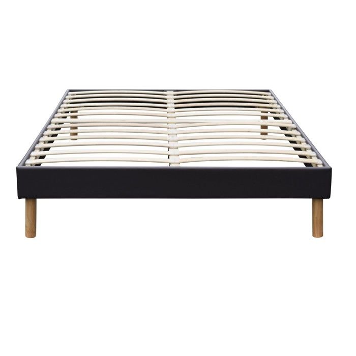 Gregory - Solid and Comfortable Black Upholstered Bed Base 20 Cm Feet for 160x200 Mattress - 2 X 13 Slats