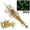 MUQZI Sports Accessory 5Pcs 5cm 1.3g Artificial Lifelike Shrimp Shaped Fishing Soft Lure Bait Tackle
