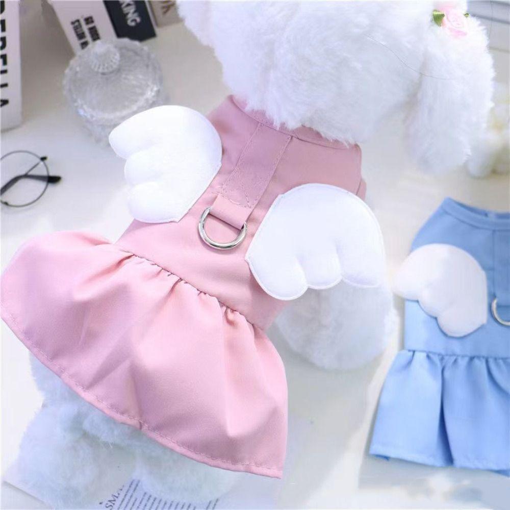 With Wings Pet Dog Angel Dress Breathable Pet Dress Skirt Yorkshire Puppy Dress Cat