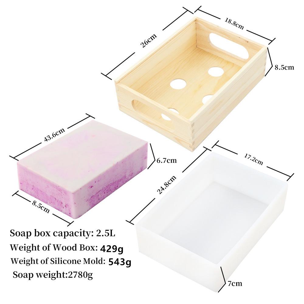 2.5/5L Square Rectangle Soap Making Mold Wooden Box Silicone Liner DIY 8KG Soap Mold With Wooden Box 8000ml Wood Soap Mould