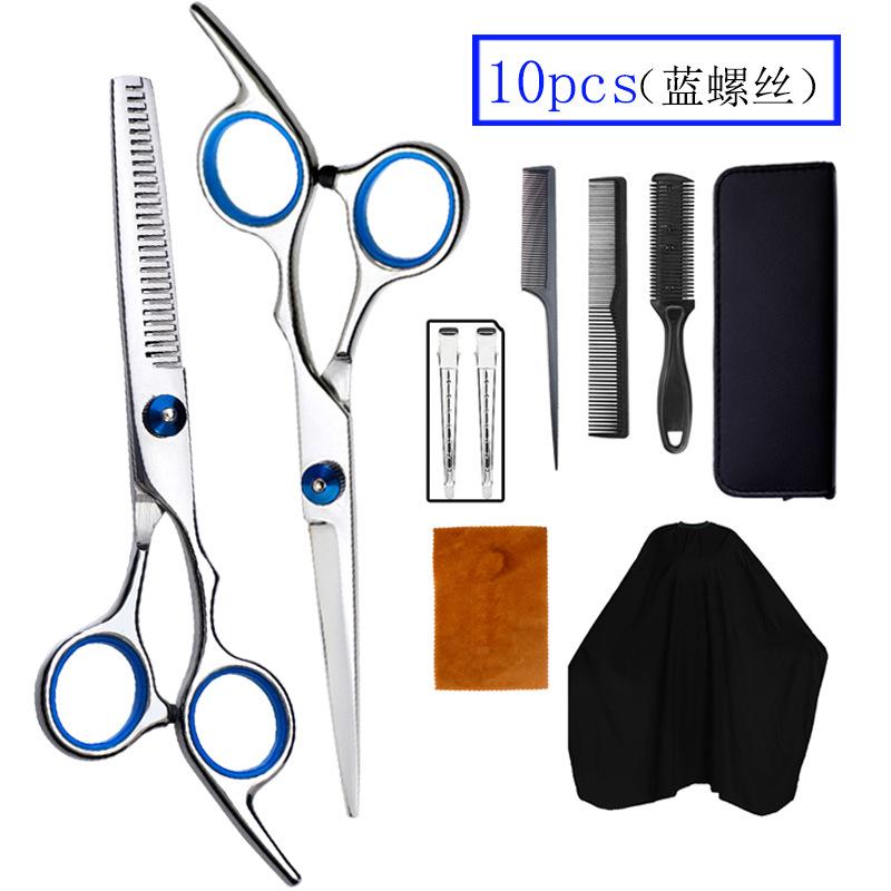 Professional Hair Cutting Scissors Set 10 Piece Straight Thinning Shears Kit Barber Salon Tool